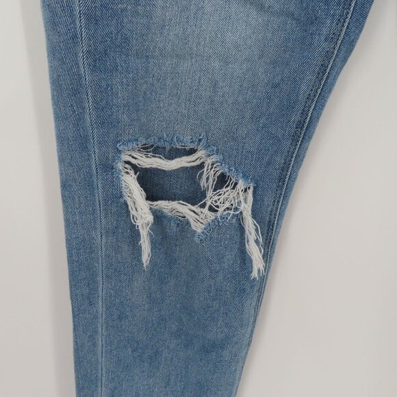 American Eagle Womens 4 Mom Jeans Blue Distressed Destroyed Denim Pants Cotton - Picture 4 of 14
